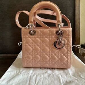 Dior Patent Cannage Medium Lady Dior Pink-COA included